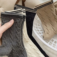 8 Pairs Twist Textured Socks Comfy All match Striped Stockings