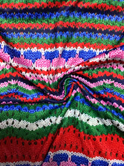  Colorblock Geo Print Long Sleeve Round Neck Dress