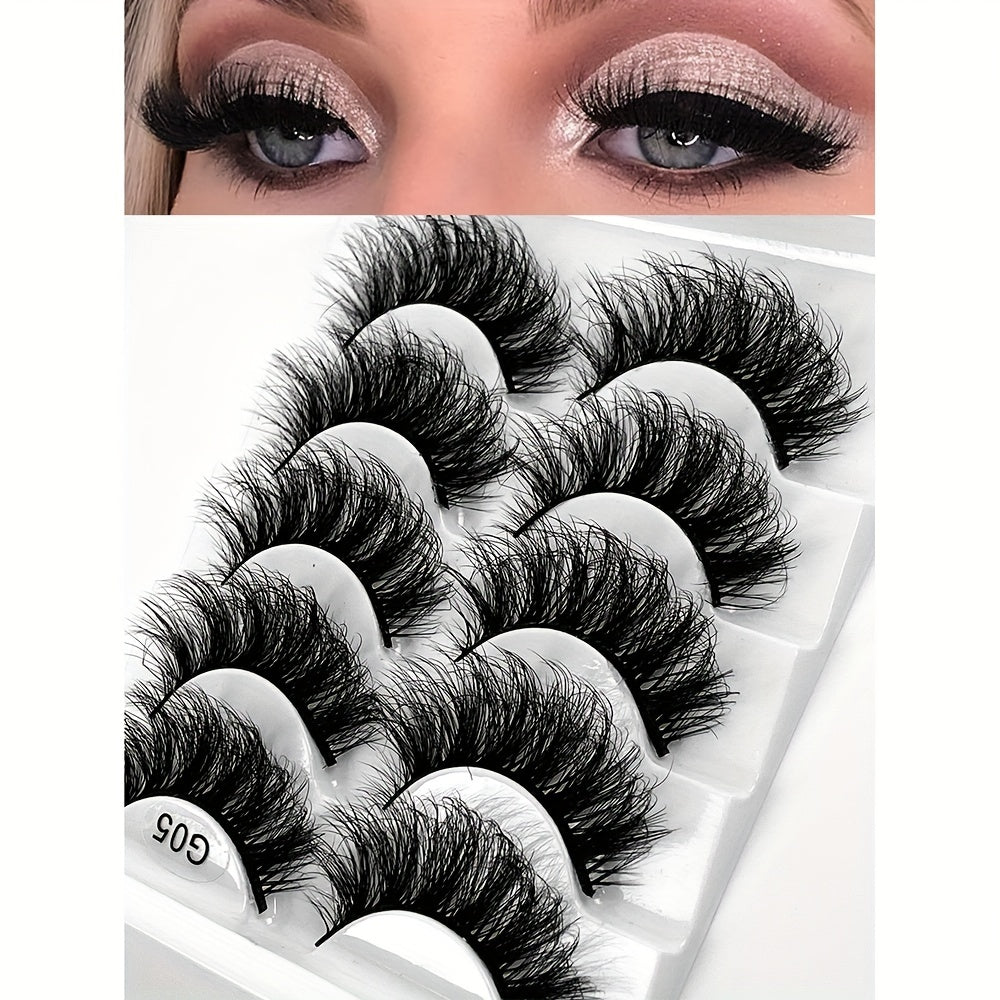 5 Pairs Thick Crisscross Faux Mink Eyelashes Natural Volume Makeup False Lashes