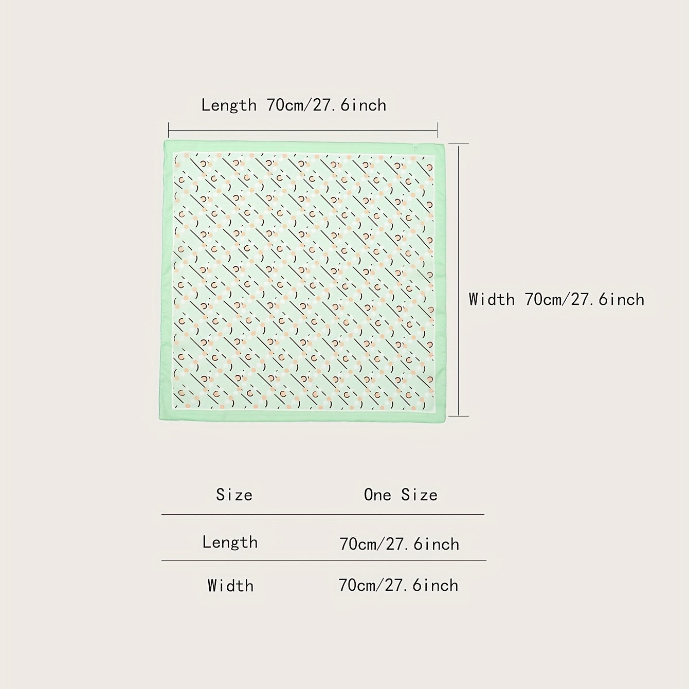 Green Geometric Dot Print Bandana Neckerchief Square Scarf Silk Head Wrap
