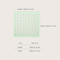 Green Geometric Dot Print Bandana Neckerchief Square Scarf Silk Head Wrap