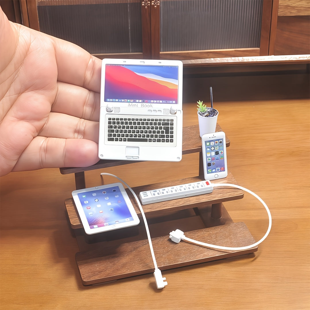 5pcs 1:6 Scale Digital Device & Coffee Set Metal Smartphone Tablet Laptop Alloy