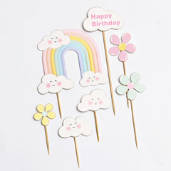 Rainbow Flower Birthday Cake Topper Baking Decoration