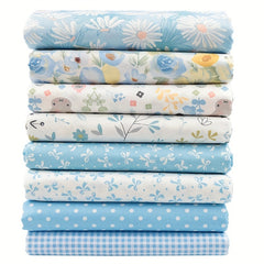 8pcs Set Printed Cotton Fabric Patchwork Cloth Doll DIY Sewing Quilting Material