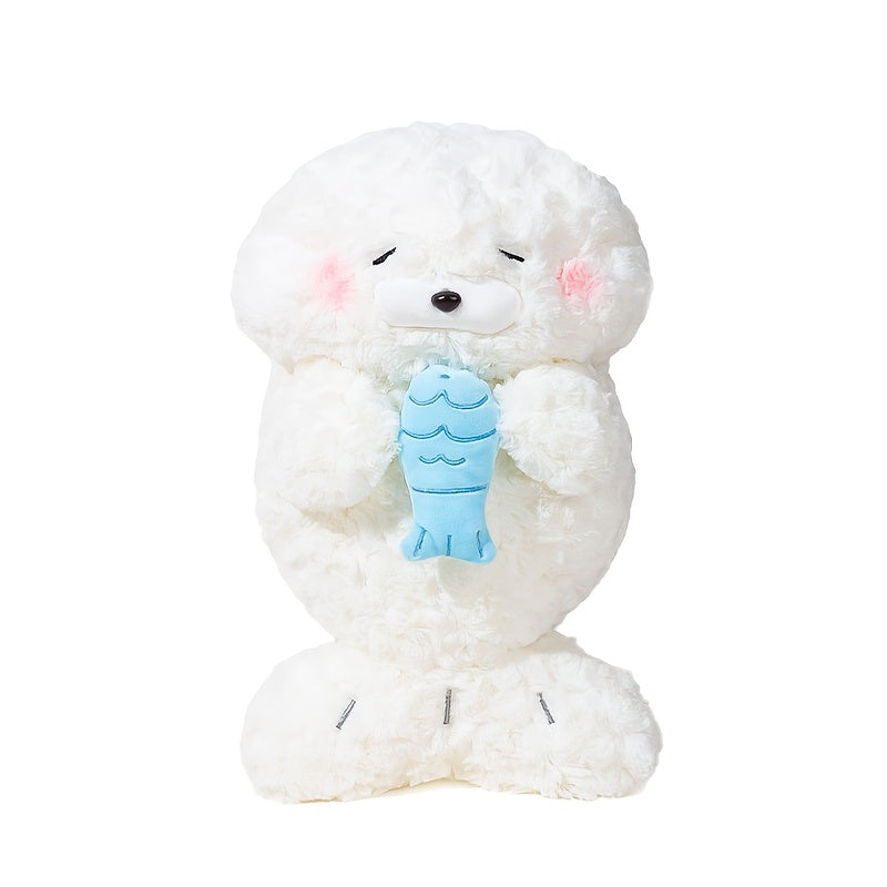 Adorable Seal Plush Doll with Fish Soft Stuffed Animal Gift