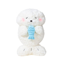 Adorable Seal Plush Doll with Fish Soft Stuffed Animal Gift