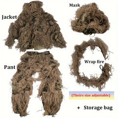 Men's Ghillie Suit Jacket & Pants Set Camo Airsoft Gear