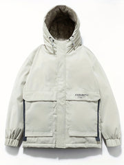 Men's Hooded Puffer Jacket Loose Fit Big Pocket Duck Down Coat for Winter