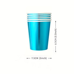 10pcs Bronzing Theme Party Tableware Disposable Cups Plates Tablecloth