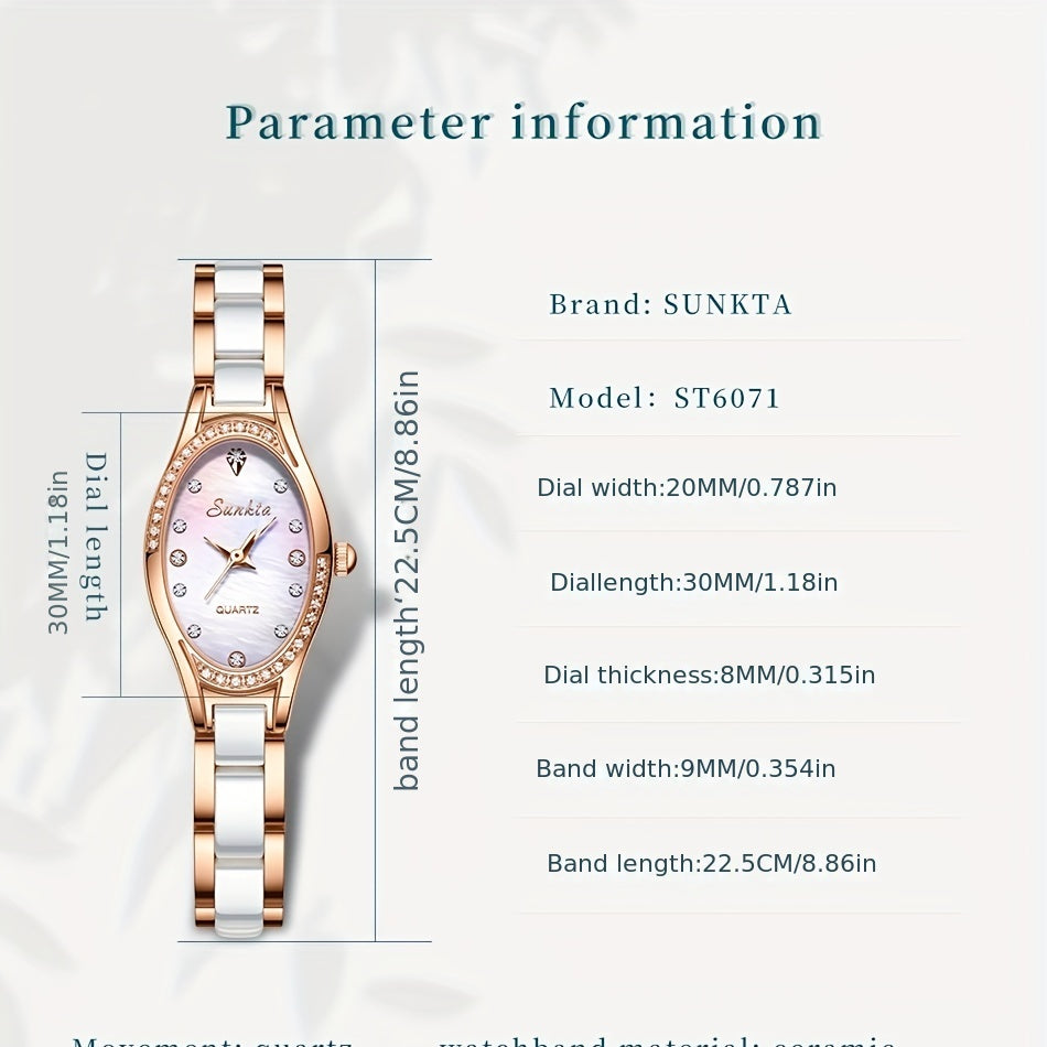 LIGE Girls Watch Ceramic Strap Dazzling Shell Dial 30M Waterproof For Teenagers