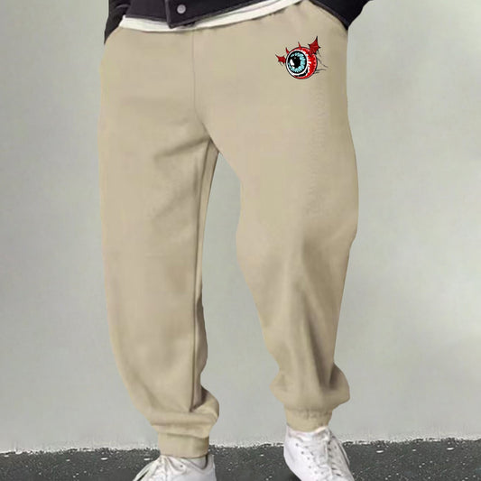 Men's Cartoon Eyeball Print Joggers Casual Stretch Sweatpants