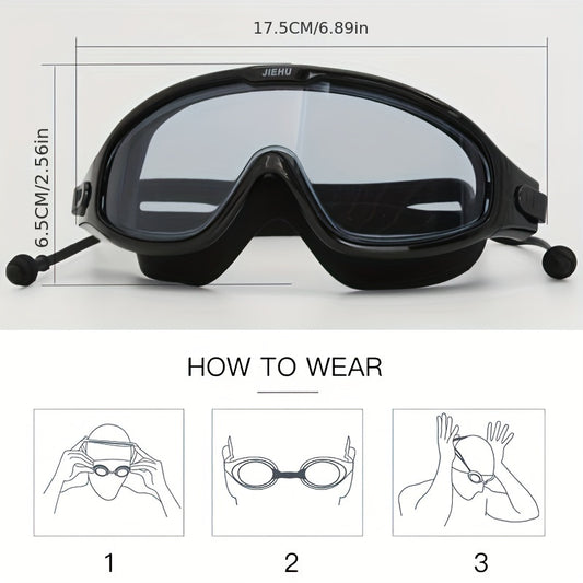 Large Frame Swimming Goggles Waterproof Anti-fog Clear Vision