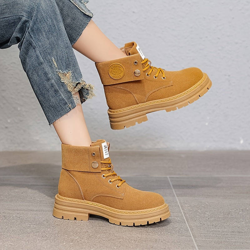 Platform Lace Up Combat Boots Zipper Women's Footwear