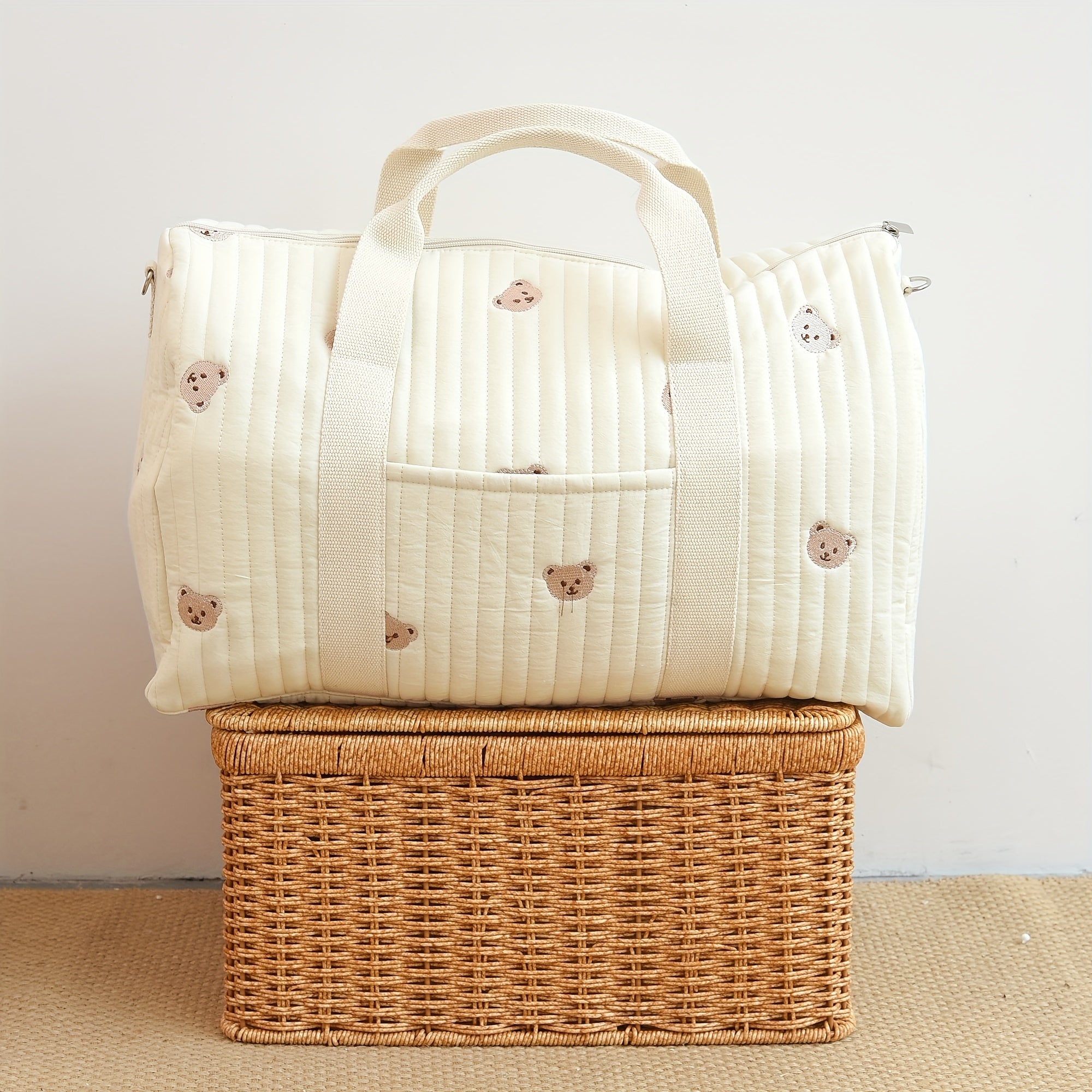 Embroidered Large Capacity Diaper Bag Lightweight Travel Bag