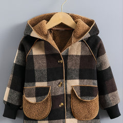 Boys Plaid Jacket Hooded Winter Kids Clothes