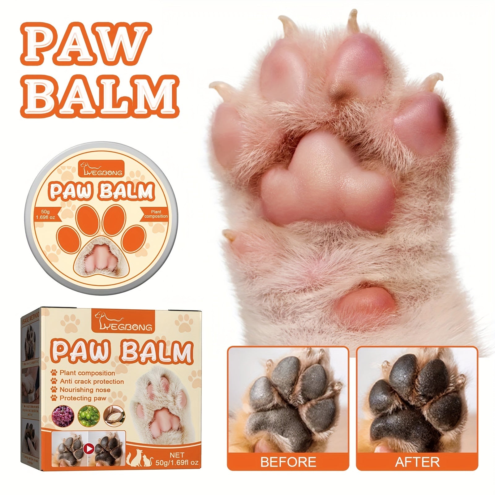 Pet Claw Balm Nail Meat Pad Clean Sole Foot Pad Protective Claw Balm Foot Care B