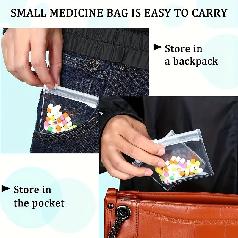 10pcs Travel Pill Pouch Bags Zippered Pouch Set Reusable Baggies