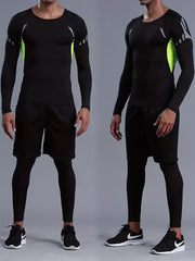 Men's Green Compression Shirt Long Sleeve for Workout