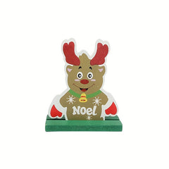 Christmas Wooden Ornament Painted Mosaic Santa Decoration