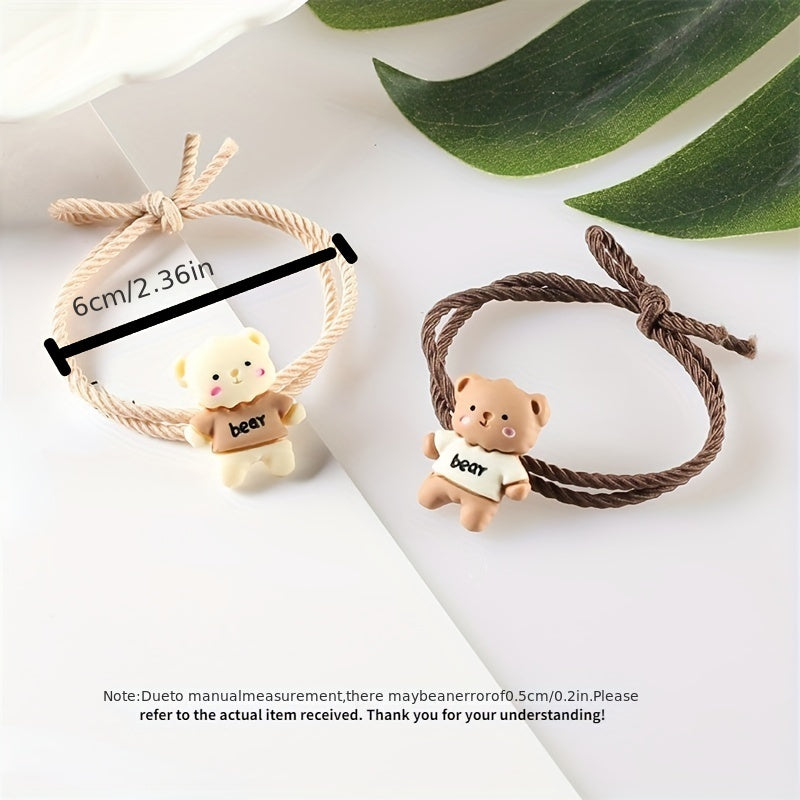 Cartoon Bear Decor Hair Tie Elastic Rubber Band Ponytail Holder Hair Accessories