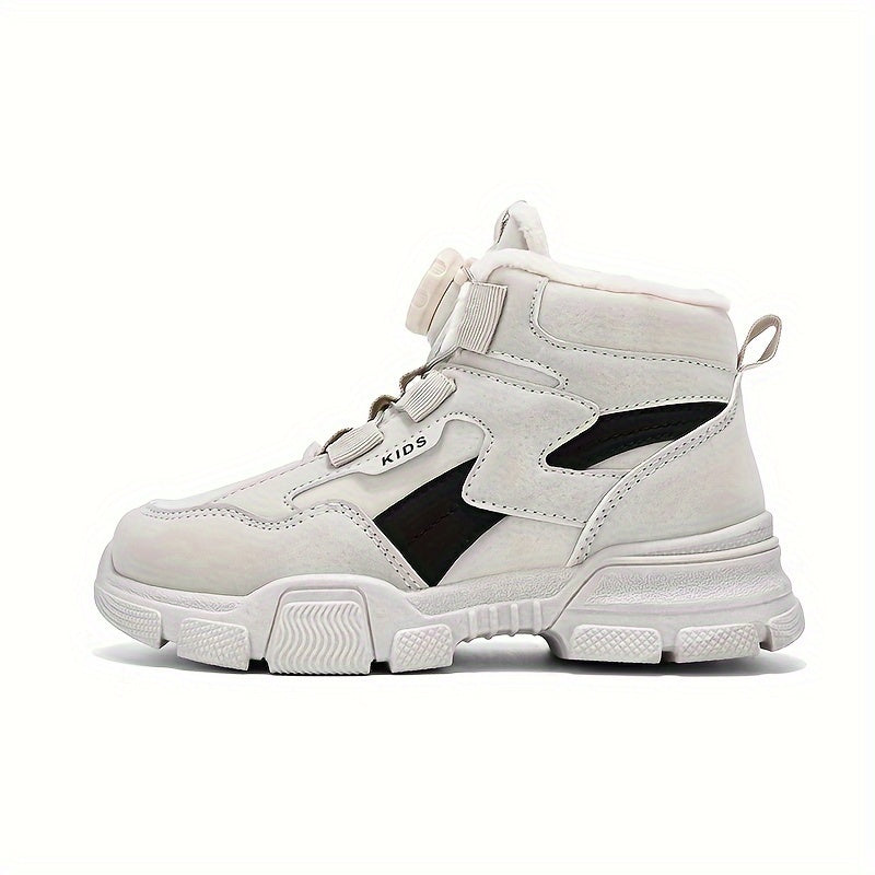 Warm Plus Fleece Boots with Rotating Button for Boys