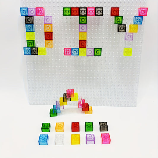 50pcs Multicolor Transparent Blocks for 2 x 2 Studs Hole Building Bricks