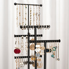 Emfogo Earring Organizer Triple Rods 5 Layer Jewelry Holder Stand