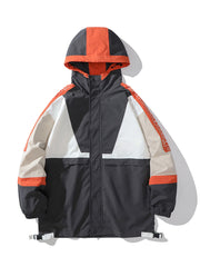 Men's Hooded Windbreaker Jacket Patchwork Contrast