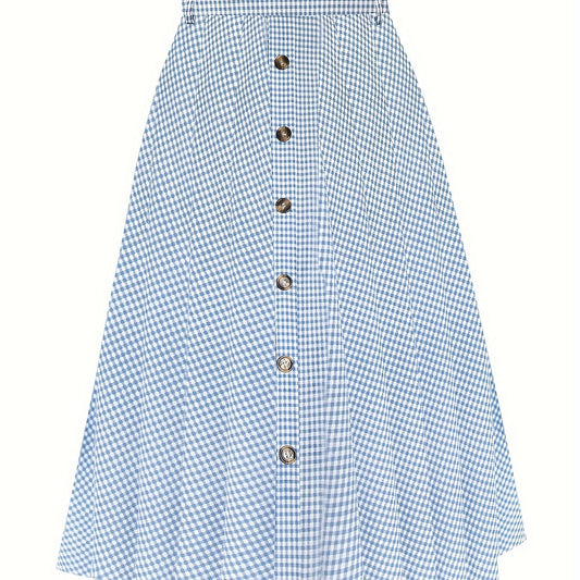 Women's Plus Plaid Print High Rise A line Maxi Skirt