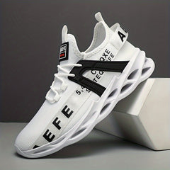 Men's Blade Sneakers Letter Print Lace Up Knitted Shoes