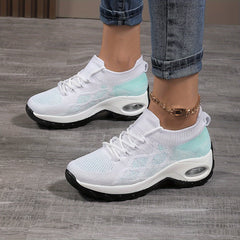 Argyle Pattern Sneakers With Air Cushion Height Increased Running Shoes