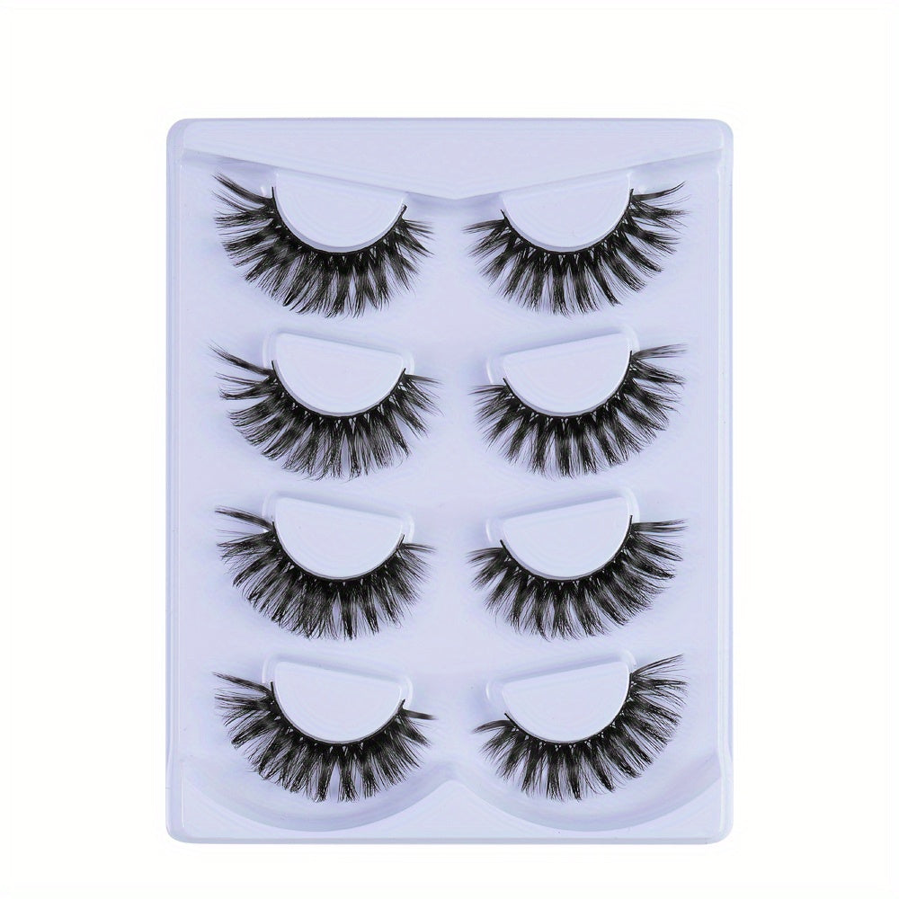 4 Pairs Natural Look Fluffy Thick Dramatic Lashes Mixed Style Eyelashes