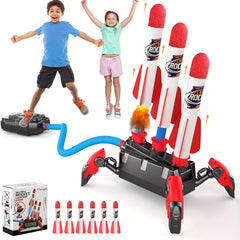 Toy Rocket Launcher For Kids 3 Continuous Shots Launcher Jump Rocket Launcher