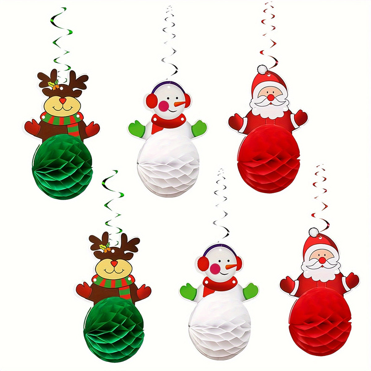 6 Pack Honeycomb Christmas Ornaments Hanging Decorations