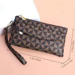 Geometric Print Clutch Bag Faux Leather Square Purse Women's Handbag