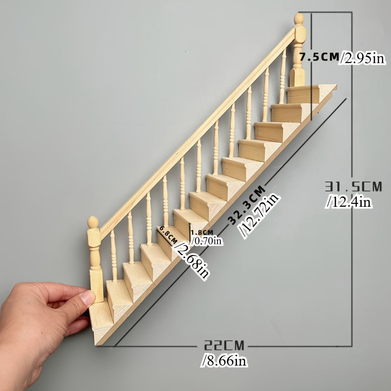 DIY 1:12 Dollhouse Model with Vintage Stairs & Handrails