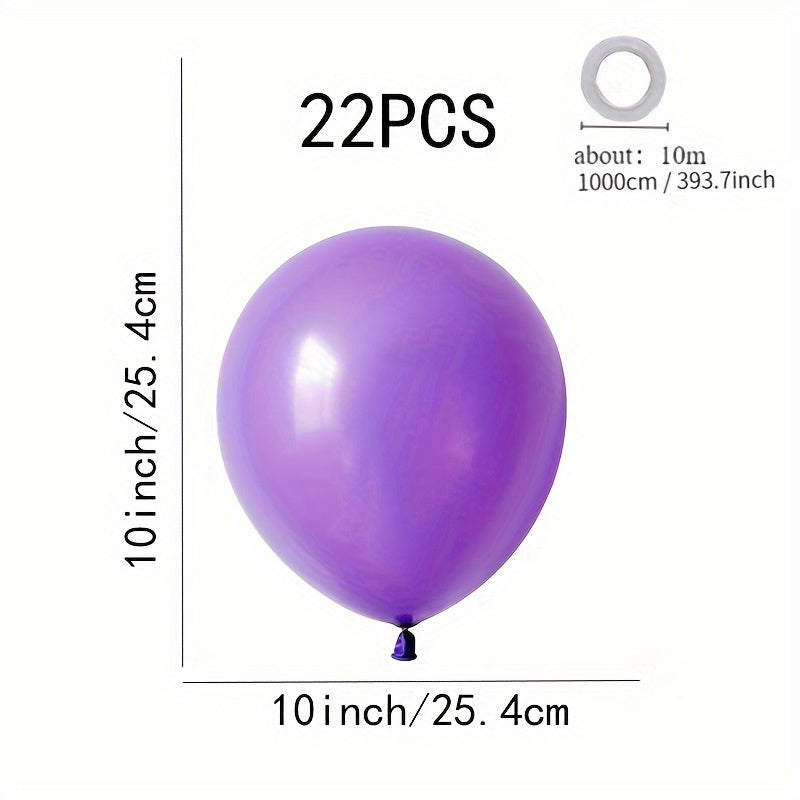 22pcs 25.4cm Purple Matte Latex Balloon Wedding Room Scene Layout
