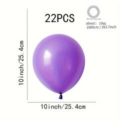 22pcs 25.4cm Purple Matte Latex Balloon Wedding Room Scene Layout