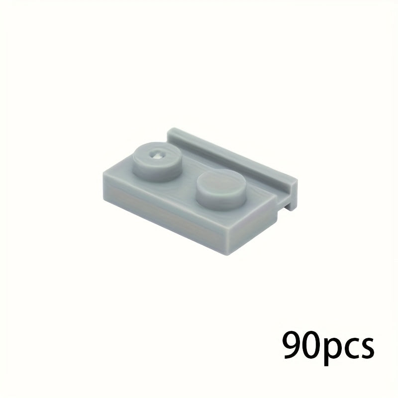 90pcs Thin Brick Particles Board 1x2 Grooves Railway Slide Building Blocks