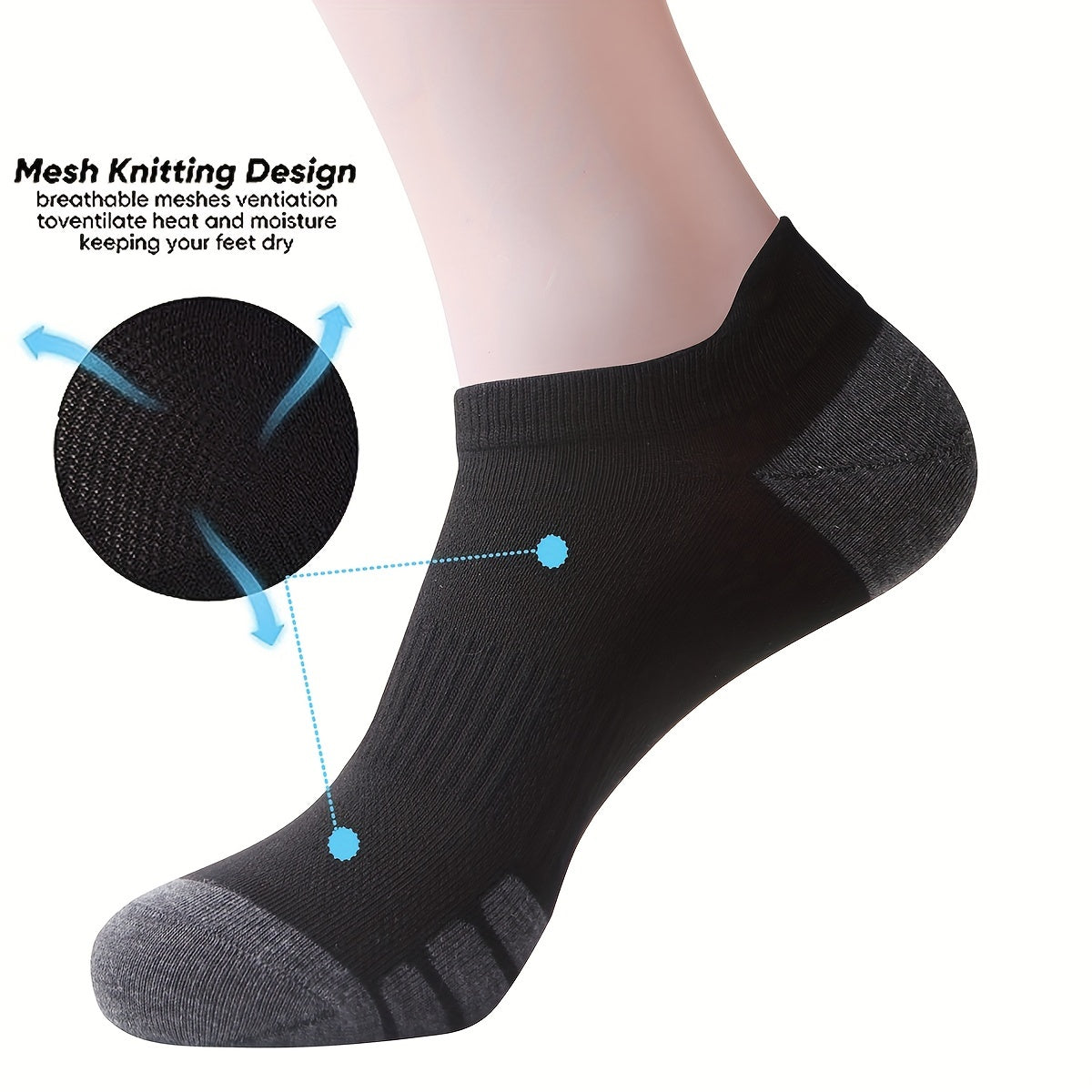 6 Pairs Men's Thin Low Cut Socks for Running Training