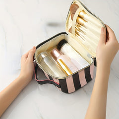 Striped Storage Bag Waterproof Makeup Bag Lightweight Travel Cosmetic Handbag