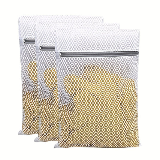 Mesh Zipper Laundry Bag Foldable Washing Pouch Durable Organizer