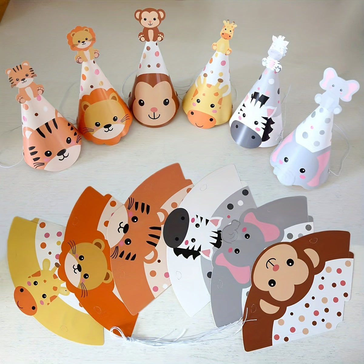 Jungle Safari Animal Party Hats Set for Birthdays & Showers