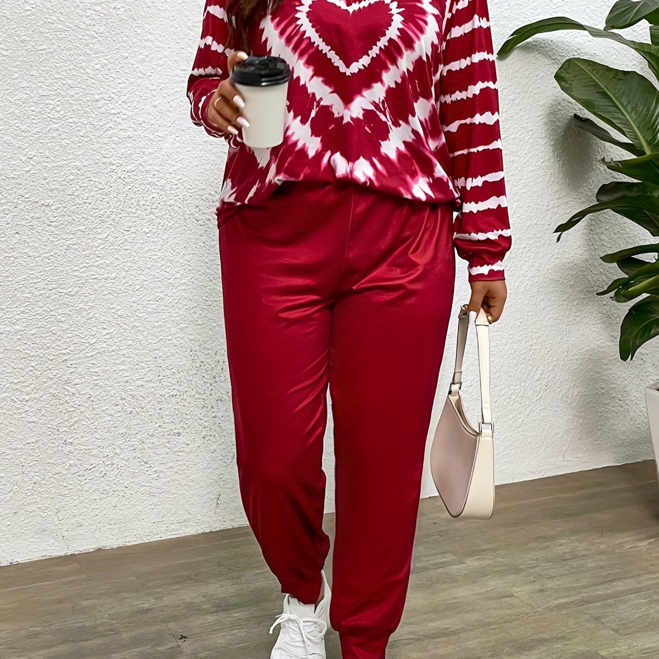  Tie Dye Heart Print Top & Joggers Set