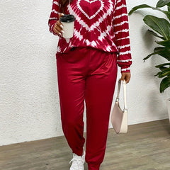  Tie Dye Heart Print Top & Joggers Set
