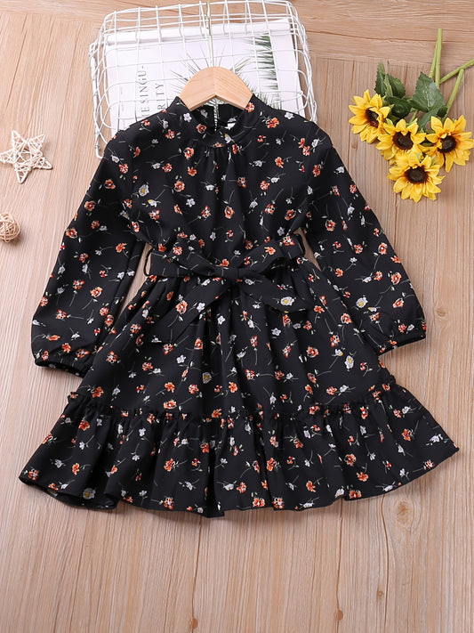 Floral Print Long Sleeve Dress for Girls