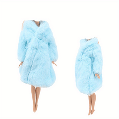 Multicolor Long Sleeve Jacket Fur Coat Winter Set for Dolls