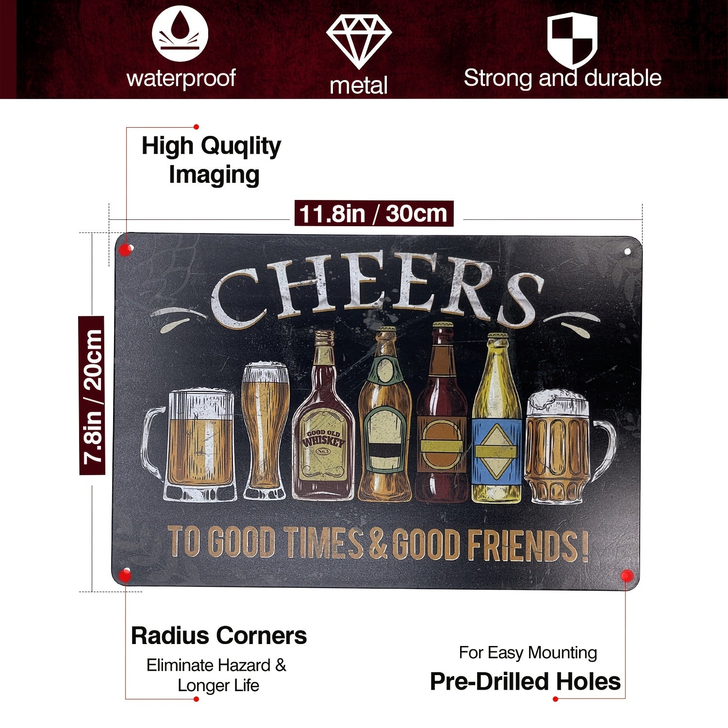 Retro Metal Tin Sign for Home Bar Decor