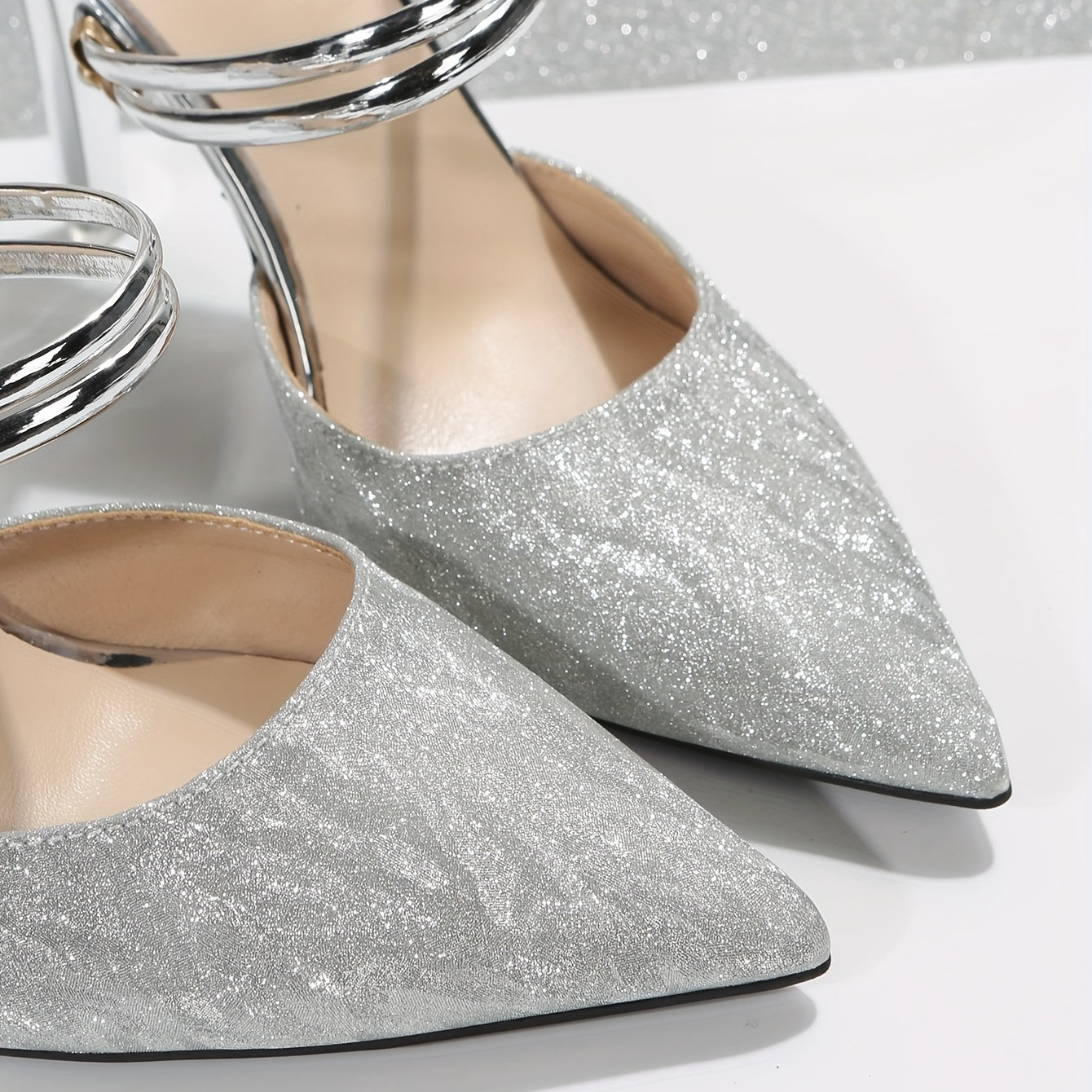 Point Toe Stiletto Heel Glitter Party Dance Shoes