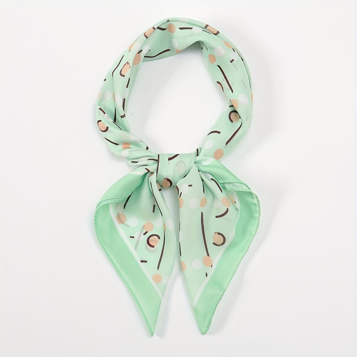 Green Geometric Dot Print Bandana Neckerchief Square Scarf Silk Head Wrap